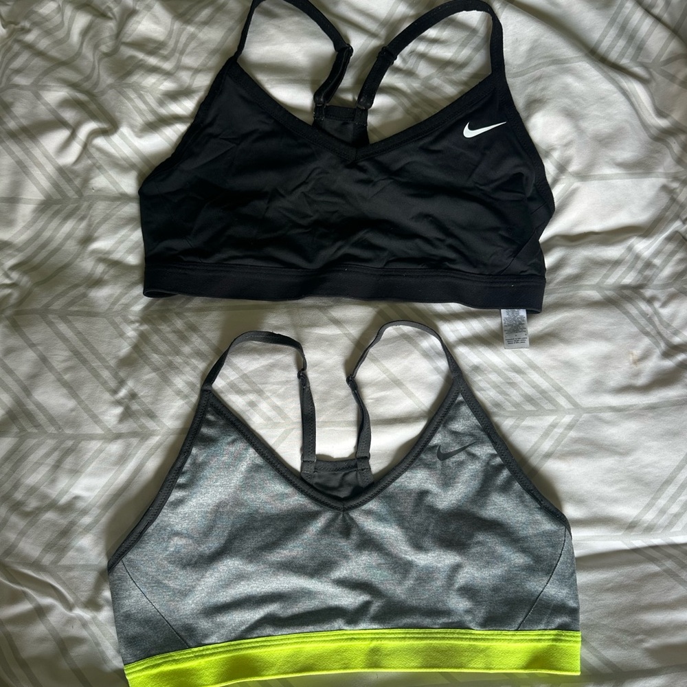 Nike Neon Yellow and Gray Sports Bras